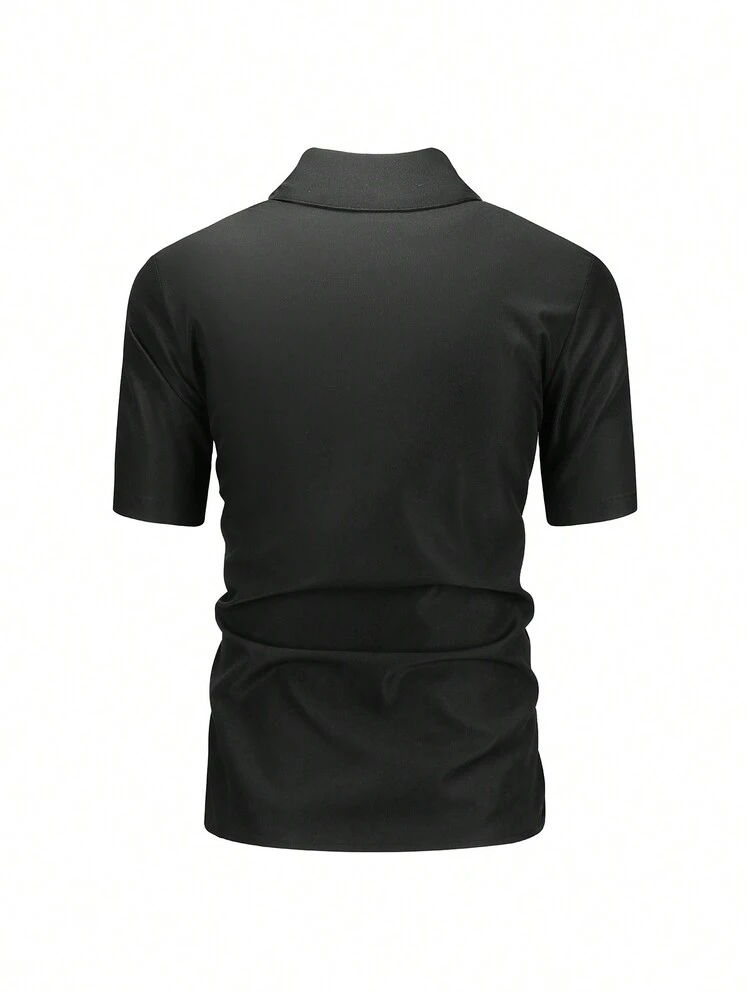 Men's Short Sleeve Shirt With Letter Print