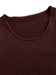 SHEIN Velisys 2入組/套 大碼運動純色大圓領t恤 - 彩色 - 查看 8