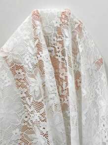 SHEIN Unity 女士性感不對稱領口長袖透視上衣 - 白色 - 查看 6