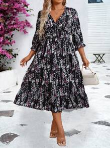 SHEIN Clasi Plus Size Full Print Dress