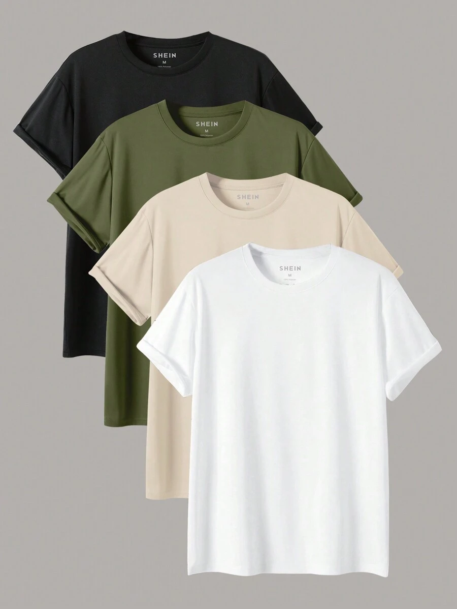 Manfinity Dauomo Men's Solid Color T-Shirt - Multicolor - View 1