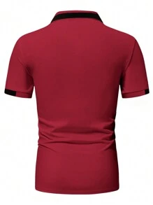 Manfinity Homme Men Contrast Trim Polo Shirt - Red - View 2