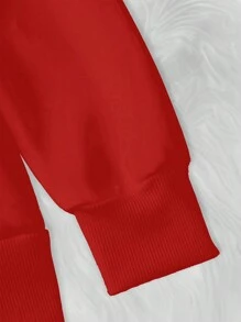 SHEIN Essnce Của phụ nữ Quá lớn Vòng cổ Áo nỉ - Đỏ - Xem 4