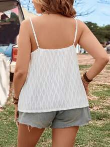 SHEIN Clasi 大尺碼蕾絲裝飾時尚吊帶背心 - 白色 - 查看 2