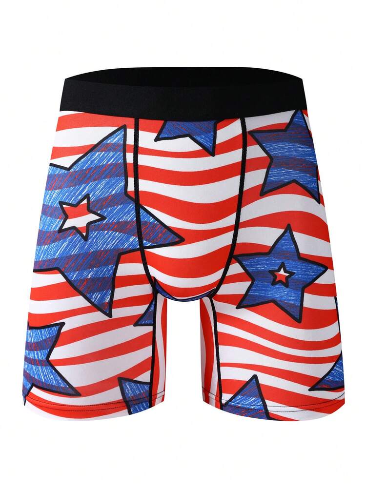 Men's Pentagram & Stripe Pattern Boxer Briefs