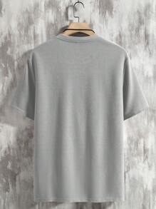 Manfinity Homme Men's Solid Color Short Sleeve Textured Fabric T-Shirt - Grey - View 2