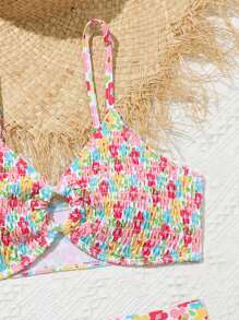 Teen Girl 2pcs Separated Bikini Set/Random Print Summer Beach - Multicolor - View 5
