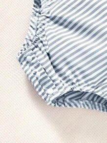 Souflis Souflis Baby Boy Striped Print Letter Patched Detail Overall Bodysuit - Multicolor - View 5