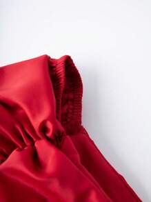 SHEIN Unity Xu hướng: Cắt giảm & Chi tiết xếp nếp Áo sơ mi - Đỏ - Xem 7