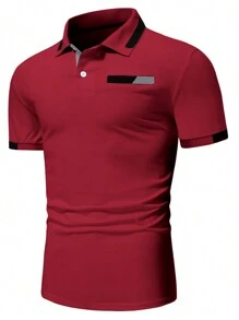 Manfinity Homme Men Contrast Trim Polo Shirt - Red - View 4