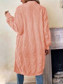 SHEIN Frenchy 女士針織雙口袋開襟羊毛衫 - 淺粉色 - 查看 2