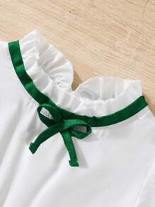 Elladie kids Young Girl Ruffle Trim Pleated Hem Belted Dress Summer Holiday - Green - View 6