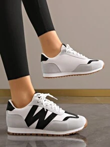 Fall/Winter Spring/Summer Plus Size Women's Outdoor Ribbon Sports Shoes Non-Slip Breathable Running Sneakers - Black - View 5