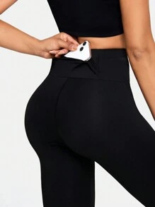 Exploreva Pantalones cortos tipo bermuda con diseño estampado atlético para mujer, shorts deportivos, shorts de gimnasio, pantalones cortos tipo bicicleta - Negro - Ver 2