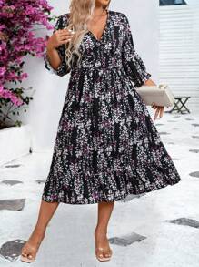 SHEIN Clasi Plus Size Full Print Dress
