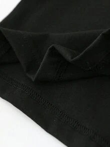 SHEIN 適合青少年女孩夏季穿著的獨角獸卡通可愛動感印花黑色T恤 - 黑色 - 查看 3