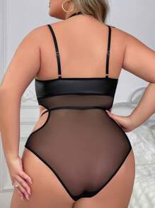 Lencería De Body De Tamaño Grande Con Malla Transparente Y Sexi Para Mujeres