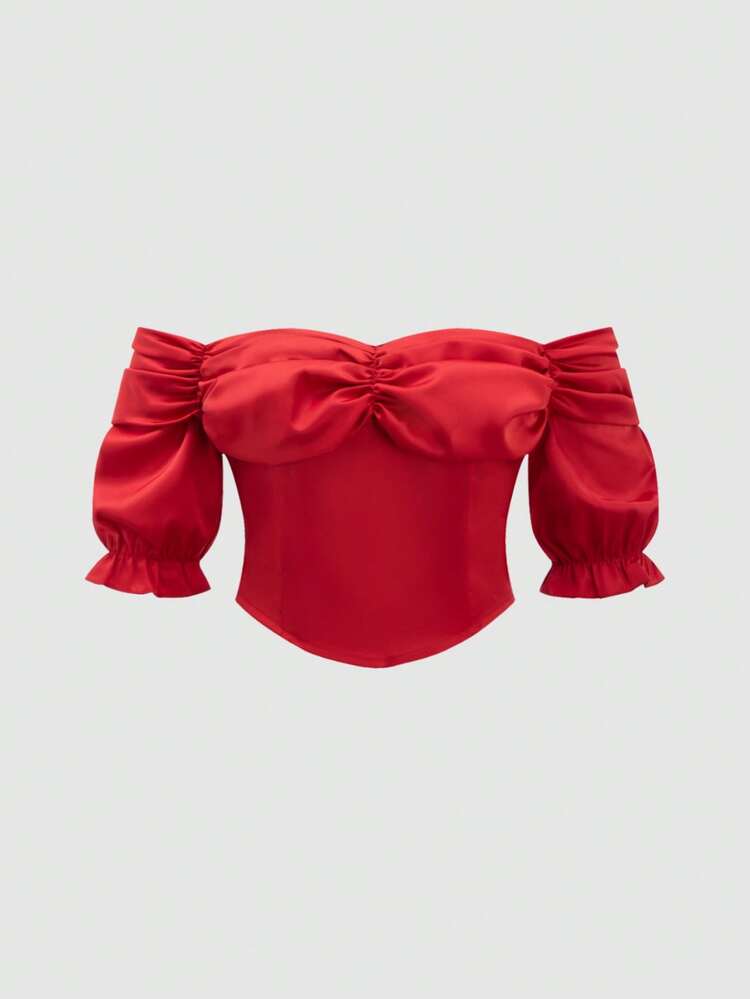 Hollow Out & Pleated Detail Blouse