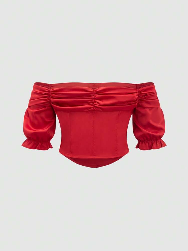 Hollow Out & Pleated Detail Blouse