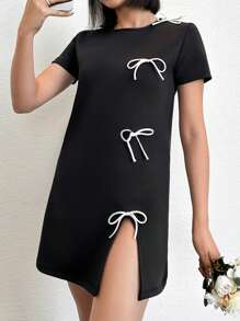 Robe Mini-contraste Avec Détail De Ruban Pour Femme