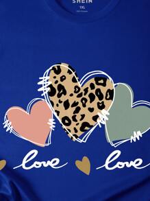 INAWLY Áo thun tay ngắn in chữ Love cỡ lớn cho nữ, áo thun họa tiết, áo mùa hè cho nữ - Xanh đậm - Xem 7