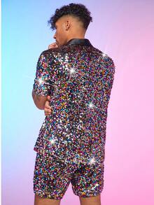 FeverCity Men's Knitted Casual Shirt And Shorts Set - Multicolor - View 2