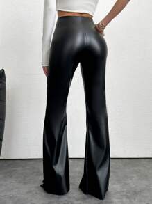 EURMUSE Women's Flared Pants With Split Hem - Black - View 2