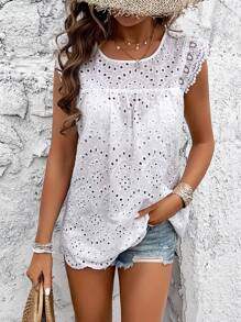 Breezaya Của phụ nữ Màu thuần Xu hướng: Cắt giảm Thêu Áo sơ mi - trắng - Xem 1