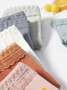 Teen Girl Solid Color Sweet Lace Trimmed Triangle Panties - Multicolor - View 3