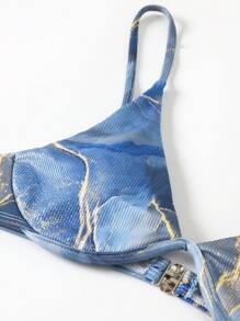 Swim SXY 夏季沙灘3入組大理石印花鋼圈比基尼和沙灘裙 - 彩色 - 查看 3