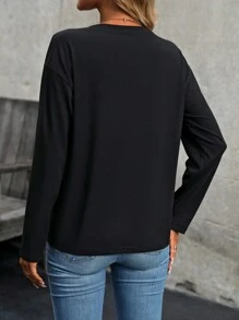 SHEIN LUNE 心&爪子圖案圖案T恤 - 黑色 - 查看 2