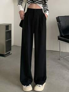 女式休闲高腰宽松西装裤