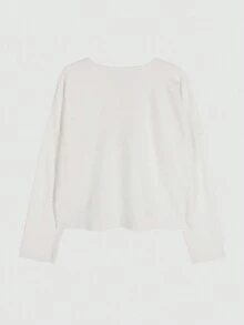 Camiseta De Mujer Holgada De Color Liso - Blanco - Ver 2