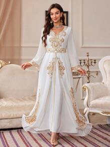 Solessence 女士长袖珍珠装饰仿连衣裙，端庄 - 白色 - 查看 6