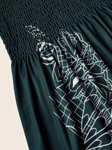 Women's Strapless Floral Printed Shirred Dress - Blue - View 5