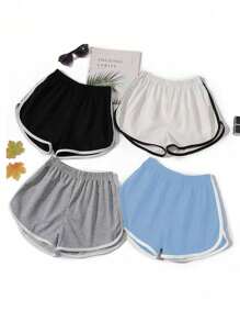 SHEIN EZwear 4入組/套海豚印花運動短褲套裝 - 彩色 - 查看 1