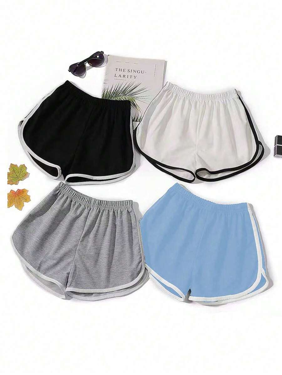 SHEIN EZwear 4入組/套海豚印花運動短褲套裝 - 彩色 - 查看 1