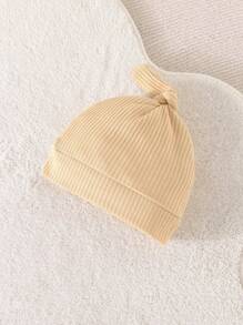 Newborn Baby Girl Cotton Padded Ribbed Printed Long Sleeve Hooded Jumpsuit - Apricot - View 5