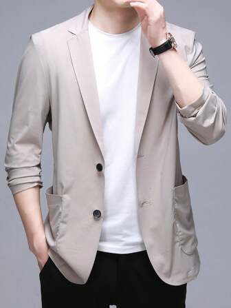 Men's Fashionable Solid Color Single-Breasted Suit