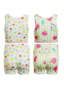 預算大童女孩星星和花紋多件式內衣套裝 - 彩色 - 查看 2