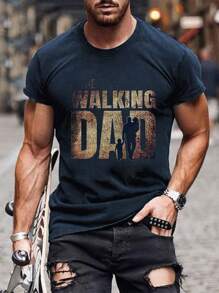 Men's Portrait Print Round Neck Casual Commuting T-Shirt, Emo