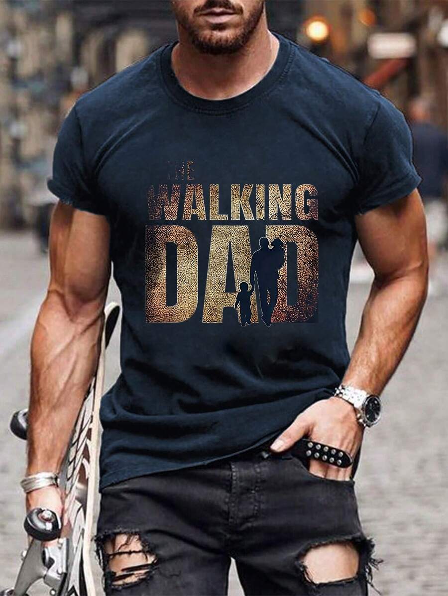 Men's Portrait Print Round Neck Casual Commuting T-Shirt, Emo