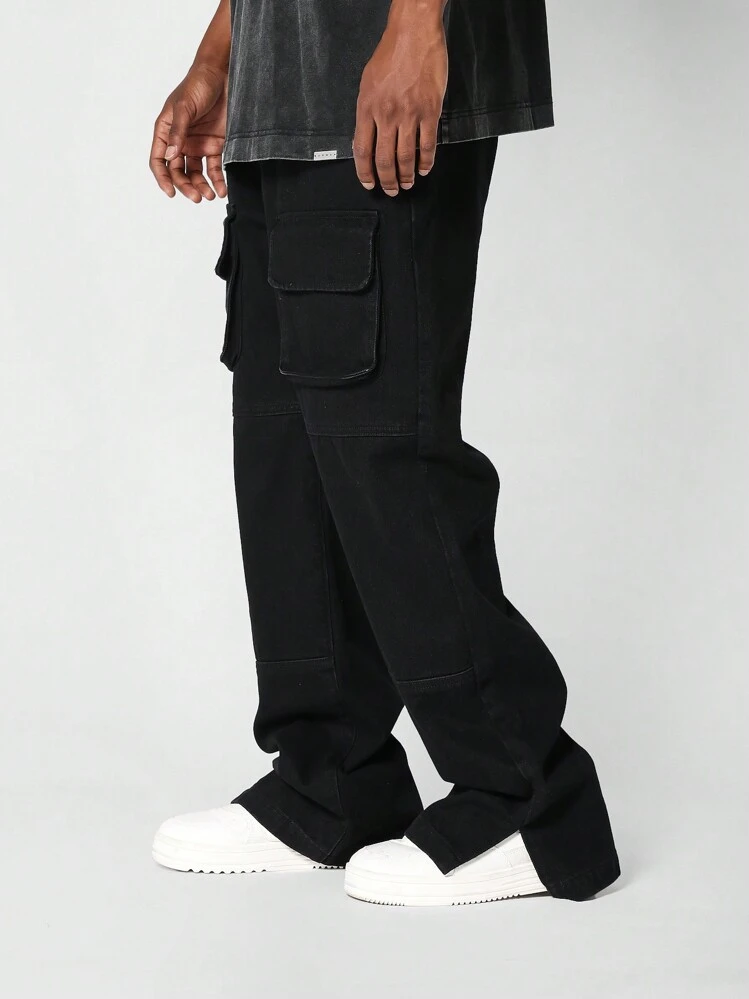 jentlouis】 Zip-Slit cargo Denim Pants