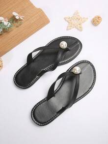 Của phụ nữ Đúng mốt Dép phẳng , Flip Tối giản - màu đen - Xem 2