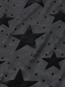 SHEIN ICON Women's Starry Pattern Spaghetti Strap Mesh Dress - Black - View 4