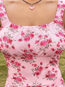 Soleia Women's Floral Print Sleeveless Backless Dress - Pink - View 4