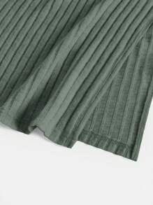 SHEIN 孕妇保暖针织交叉设计长袖连衣裙 - 墨綠色 - 查看 3