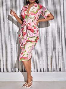 SHEIN SXY Của phụ nữ Ngắn tay In Váy sơ mi - Nhiều màu - Xem 3