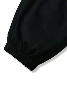 SHEIN Toddler Boys' Loose Fit Casual Letter Print Zipper Closure Sports Jacket - Black - View 3