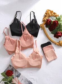 3 Seamless Comfortable Bra And Panties Sets